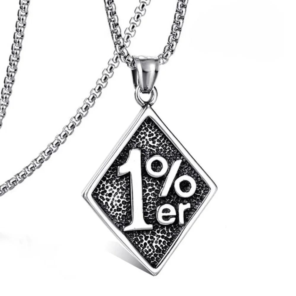 ❤️Fashion trend Retro 1%er square pendant necklace for women/men, N90201P179